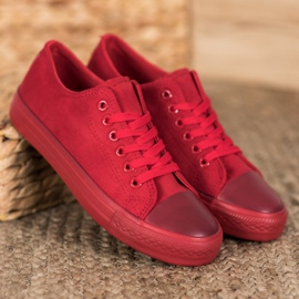 SHELOVET Zapatillas de gamuza rojo 1