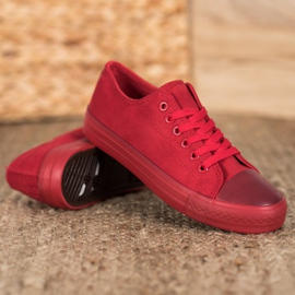 SHELOVET Zapatillas de gamuza rojo 2