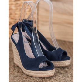 Goodin Sandalias de alpargatas atadas azul marino 1