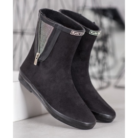 Kylie Chanclos de gamuza con cremallera negro 1