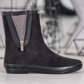 Kylie Chanclos de gamuza con cremallera negro 2
