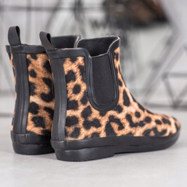 Kylie Botas de agua de ante con estampado de leopardo marrón negro 2