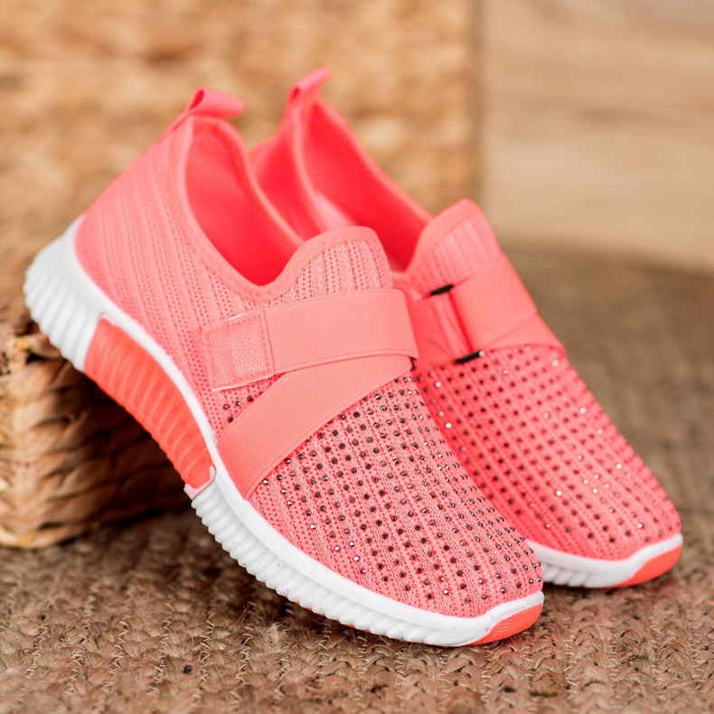 SHELOVET Slipons rosa con cristales multicolor rosado 1