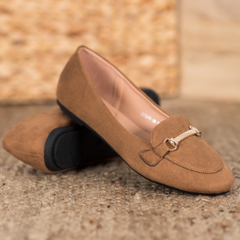 SHELOVET Bailarinas de ante marrón 1