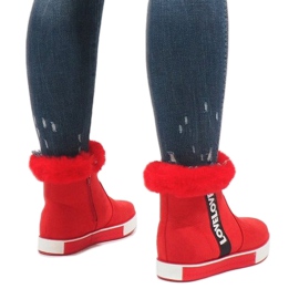 Botas rojas de ante con forro de piel NB252P-3 rojo 3