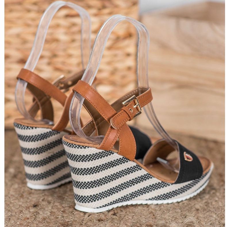 Goodin Sandalias de cuña de moda marrón negro multicolor 2 Goodin Sandalias de cuña de moda marrón negro multicolor 2