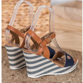 Goodin Sandalias de cuña de moda marrón azul multicolor 1 Goodin Sandalias de cuña de moda marrón azul multicolor 1