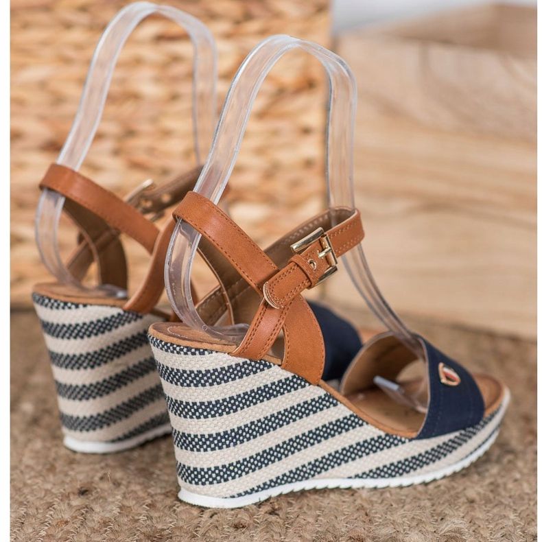 Goodin Sandalias de cuña de moda marrón azul multicolor 1 Goodin Sandalias de cuña de moda marrón azul multicolor 1