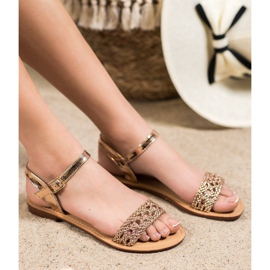 Small Swan Sandalias trenzadas elegantes amarillo 2
