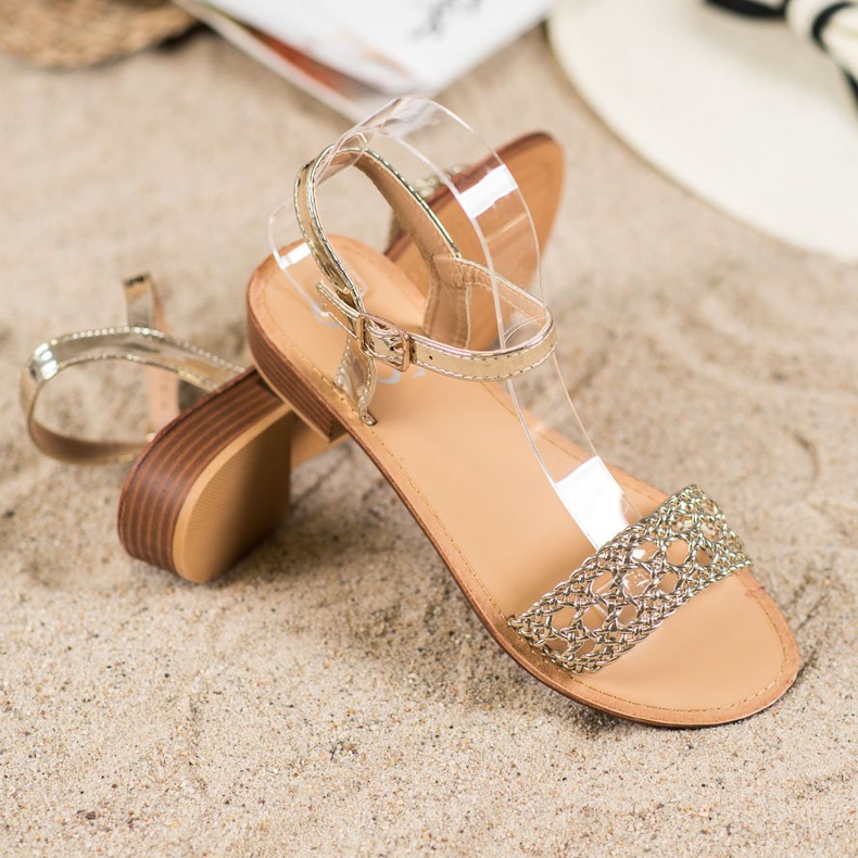 Small Swan Sandalias trenzadas elegantes dorado 1