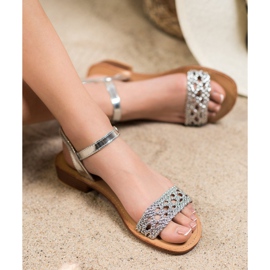 Small Swan Sandalias trenzadas elegantes gris 1