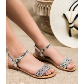 Small Swan Sandalias trenzadas elegantes gris 3