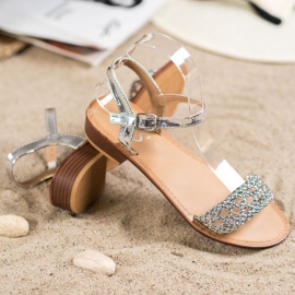 Small Swan Sandalias trenzadas elegantes gris 2