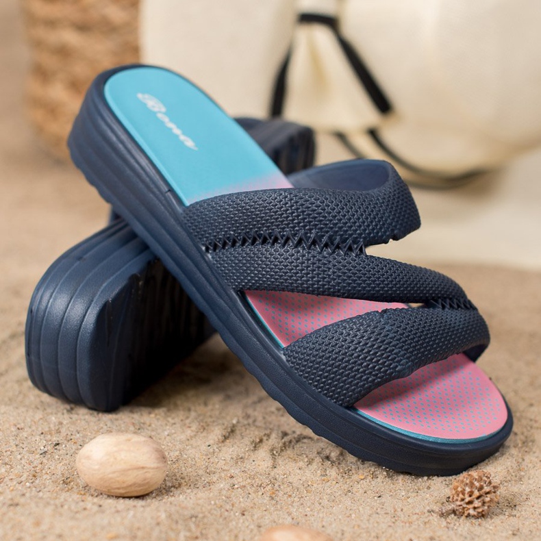 Bona Cómodas pantuflas azul marino 1