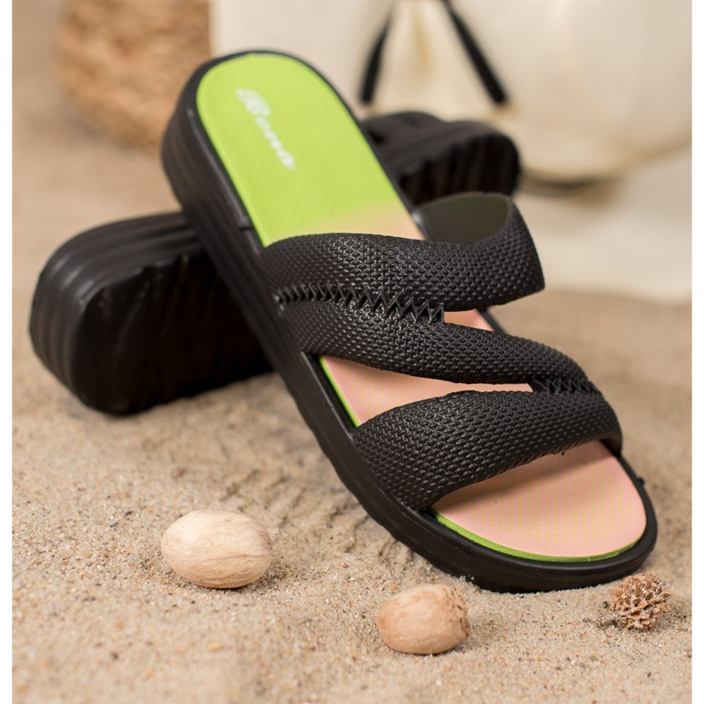 Bona Cómodas pantuflas negras negro 1