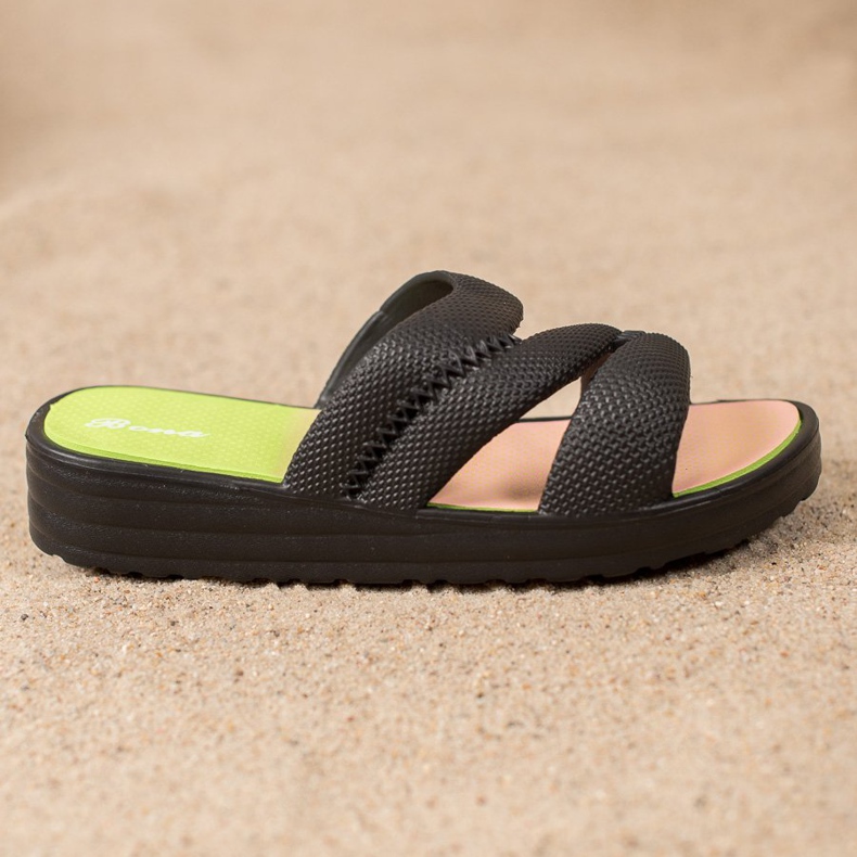 Bona Cómodas pantuflas negras negro 2