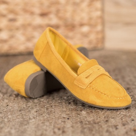 SHELOVET Mocasines casuales de gamuza amarillo 2