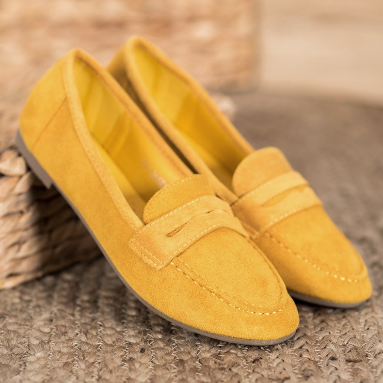 SHELOVET Mocasines casuales de gamuza amarillo 1