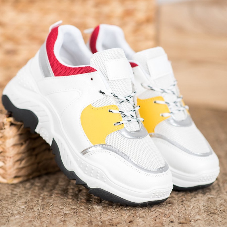 SHELOVET Zapatillas de deporte con cordones de moda blanco 1