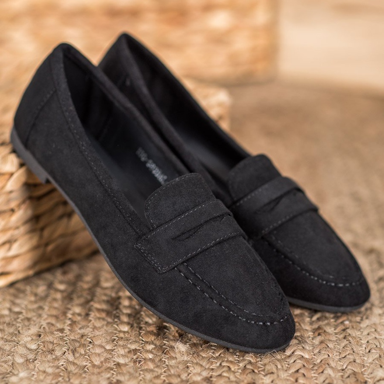 SHELOVET Mocasines casuales de gamuza negro 1