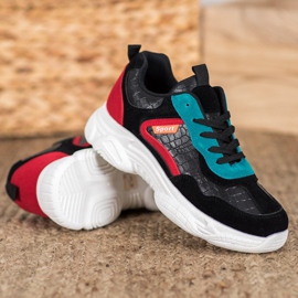 SHELOVET Zapatillas deportivas de gamuza negro multicolor 2