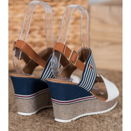 Goodin Sandalias de cuña blanco azul 1
