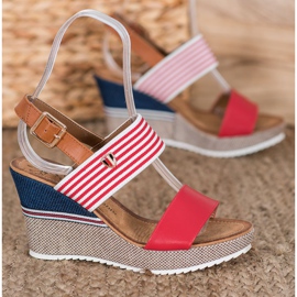 Goodin Sandalias de cuña rojo 1