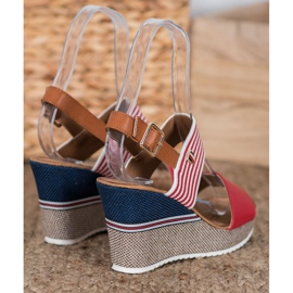 Goodin Sandalias de cuña rojo 2