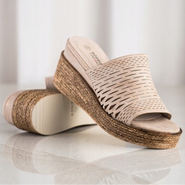 Goodin Pantuflas de cuña caladas beige 1 Goodin Pantuflas de cuña caladas beige 1