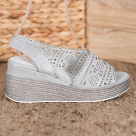 Goodin Sandalias de cuña caladas gris 1