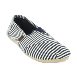 Wishot Zapatilla cómoda y moderna a rayas 32-065, blanco y azul 1