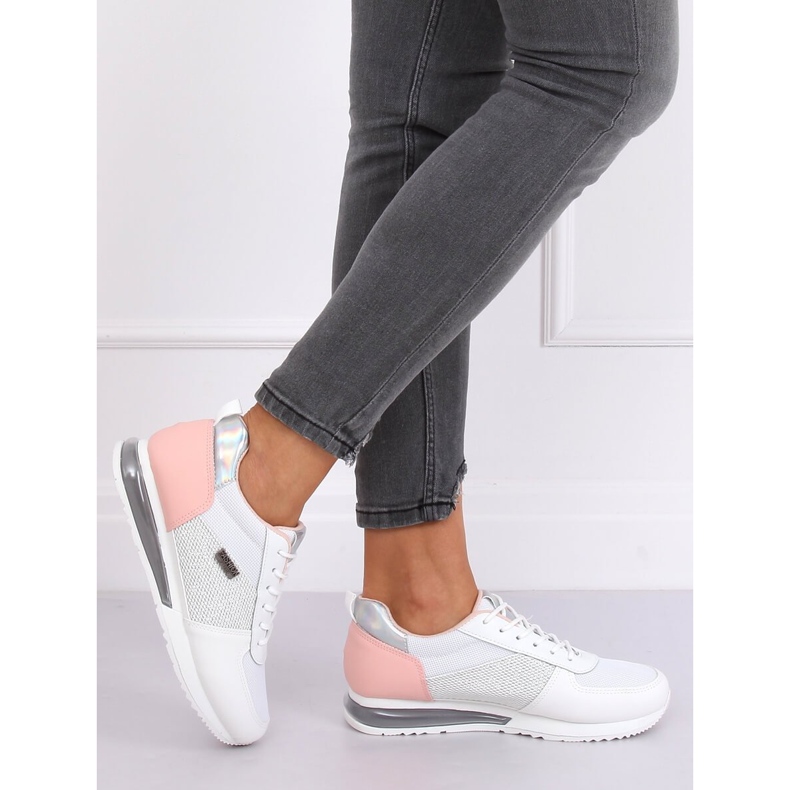 Zapatillas deportivas de mujer blancas y rosas C013 Blanco rosado 2