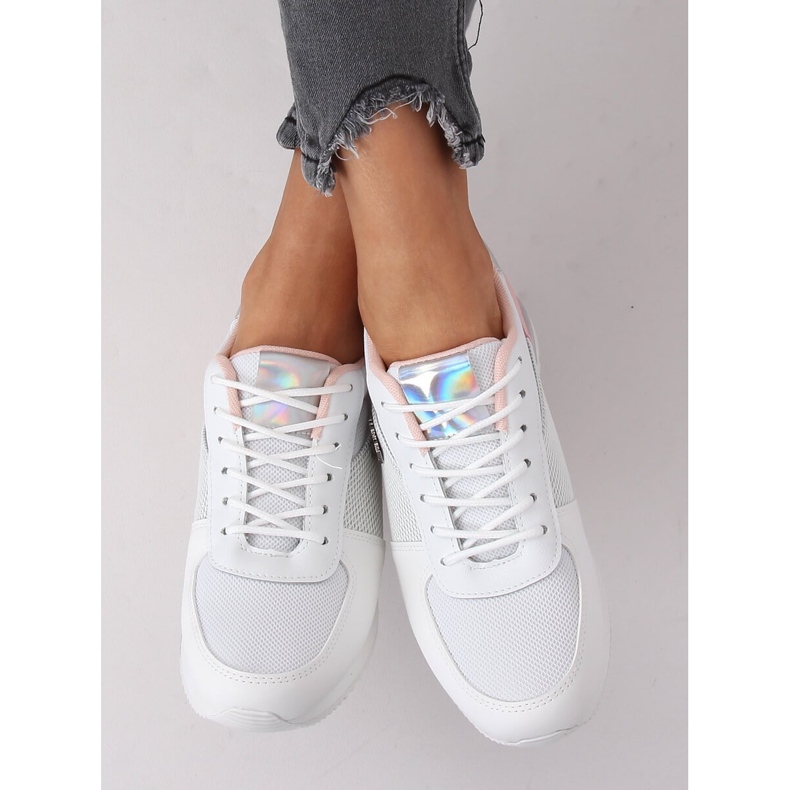 Zapatillas deportivas de mujer blancas y rosas C013 Blanco 1
