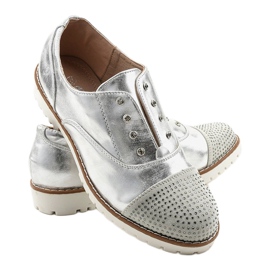 Zapatos plateados sin cordones con tachuelas GF-FD9 plata 3