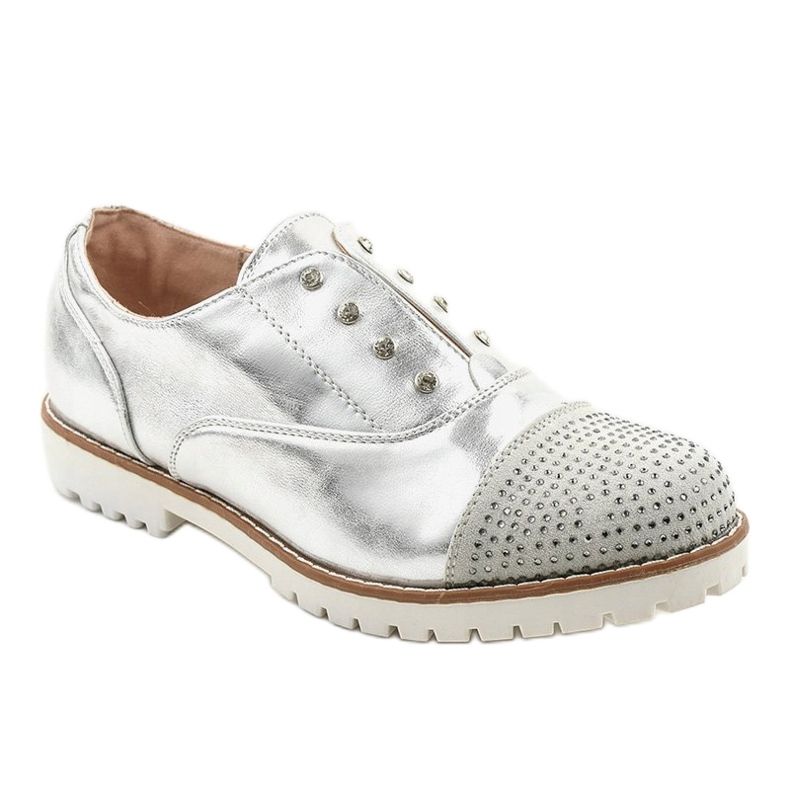 Zapatos plateados sin cordones con tachuelas GF-FD9 plata 1