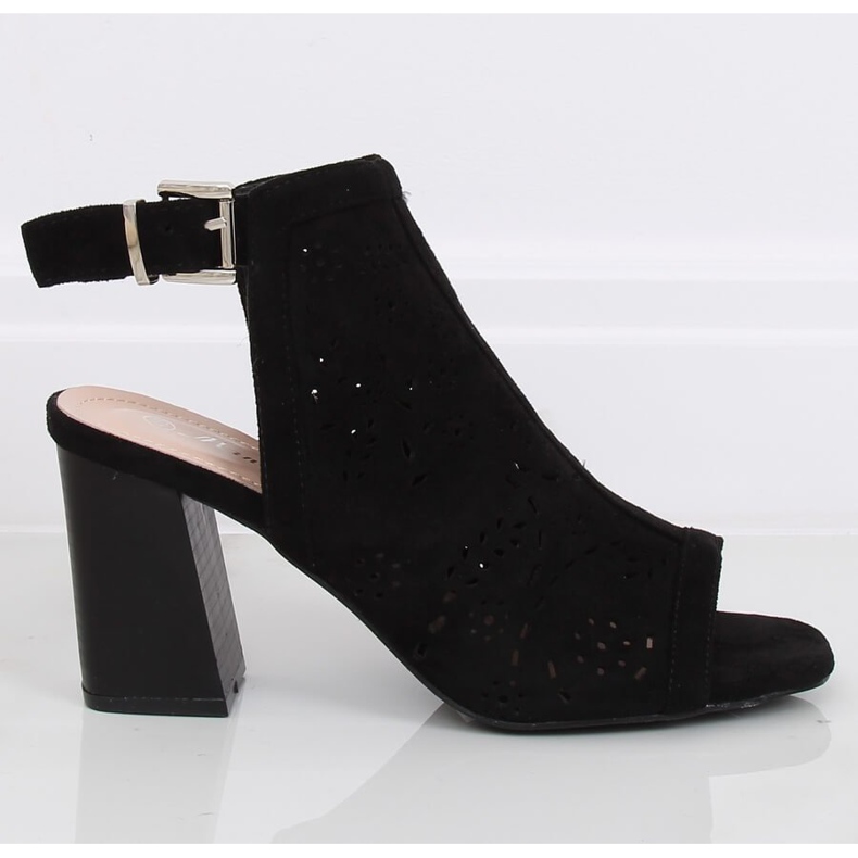 Zapatos de salón negros con puntera abierta 3015 Black 2