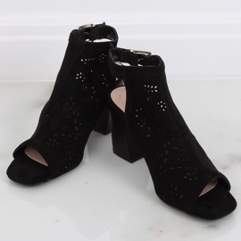 Zapatos de salón negros con puntera abierta 3015 Black 3