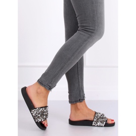 Zapatillas de mujer con piedras negro CK106P Negro gris 1