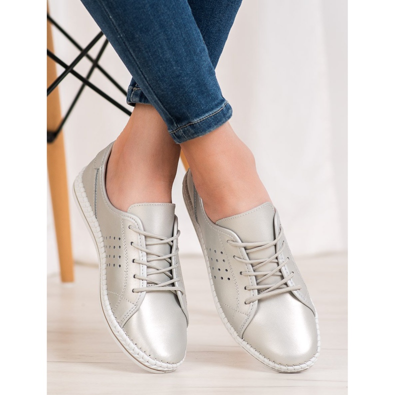 Kylie Zapatos de piel con cordones gris 1
