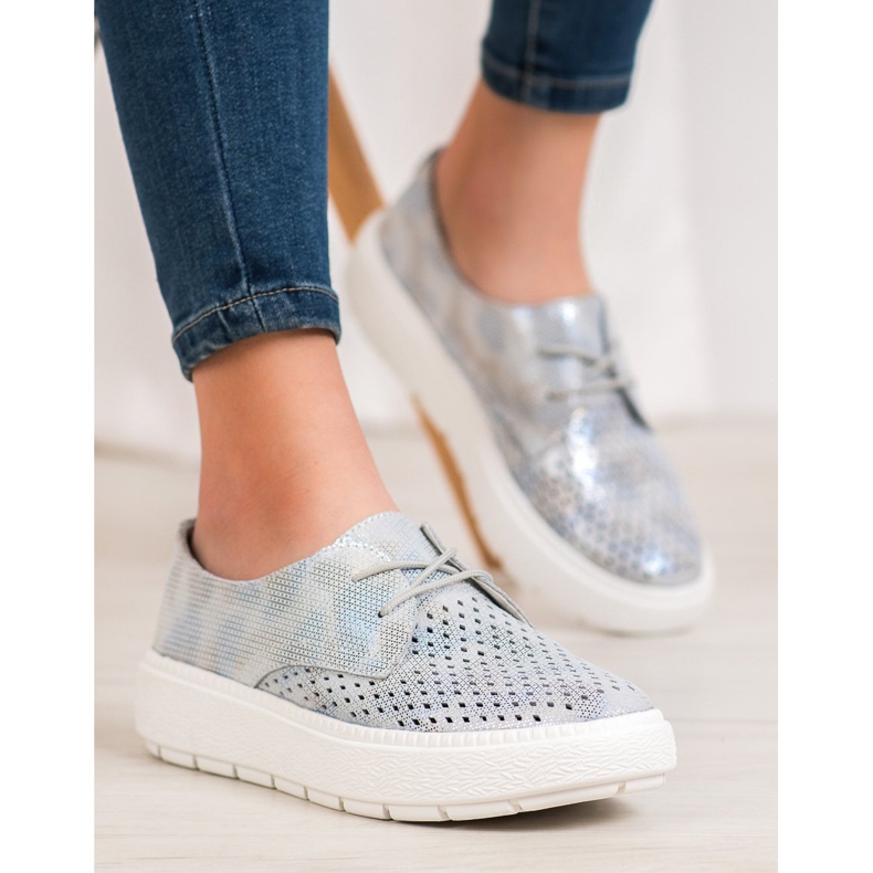 Goodin Zapatos de cuero ligero gris 1