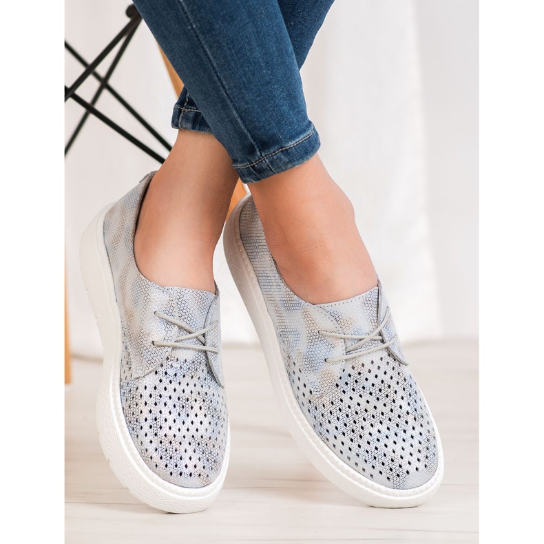 Goodin Zapatos de cuero ligero gris 2