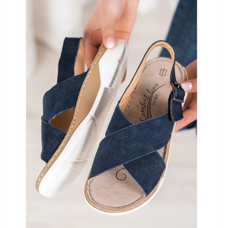 Filippo Sandalias de cuero en la plataforma azul 1