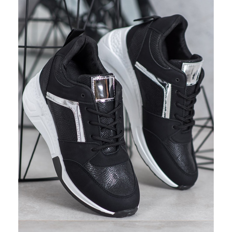 SHELOVET Zapatillas de deporte de cuña negro 1