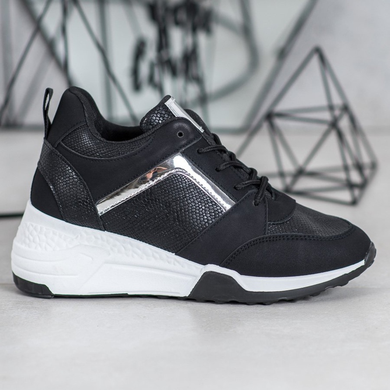 SHELOVET Zapatillas de deporte de cuña negro 2