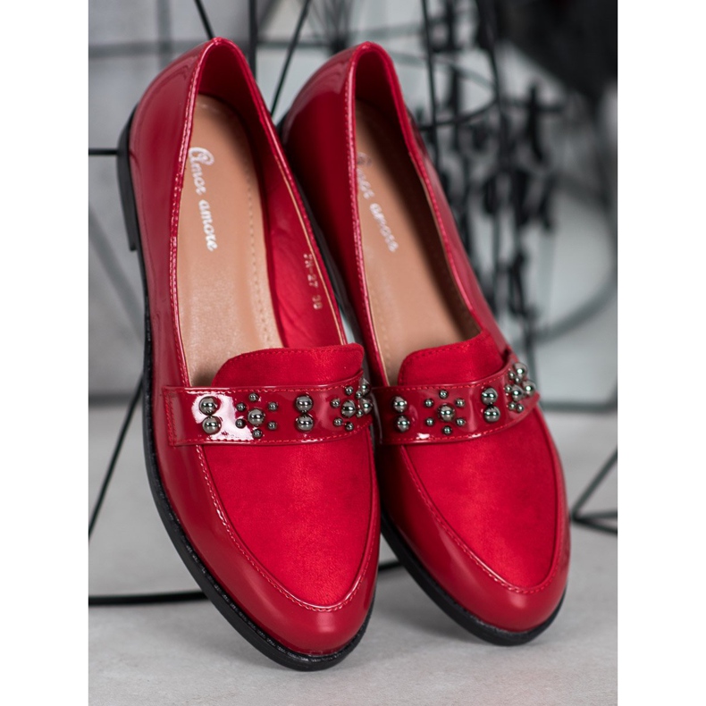SHELOVET Mocasines lacados rojo 1