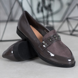 SHELOVET Mocasines lacados gris 2