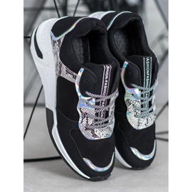 SHELOVET Zapatillas con estampado de serpiente negro 1