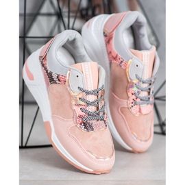 SHELOVET Zapatillas con estampado de serpiente rosado 1