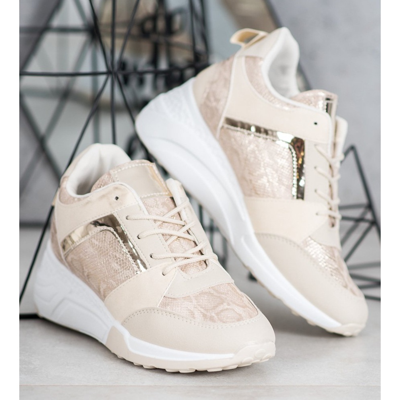 SHELOVET Zapatillas de deporte de cuña marrón 1