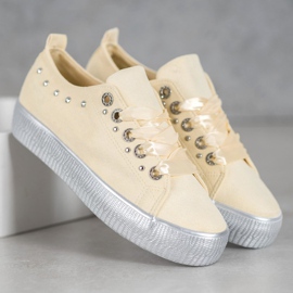 SHELOVET Zapatillas de gamuza amarillo 4